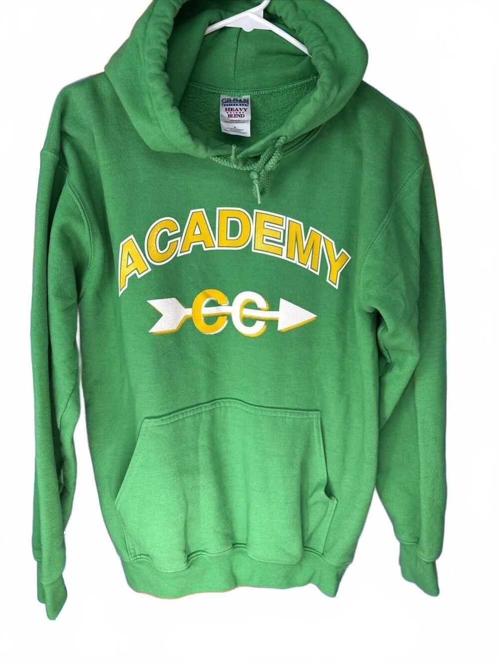 Gildan Heavy Blend Green Academy CC Hoodie Sweatshirt Size S